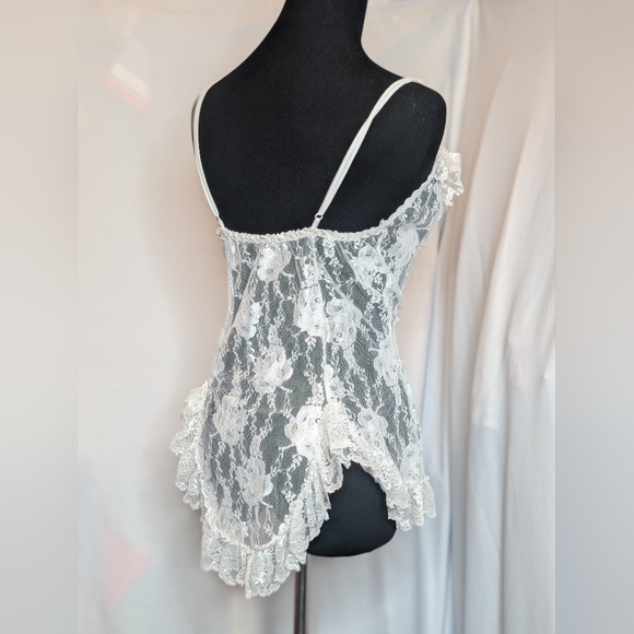 Vintage Lace Up Ruffled Lace Lingerie Top/Dress - Picture 6 of 9